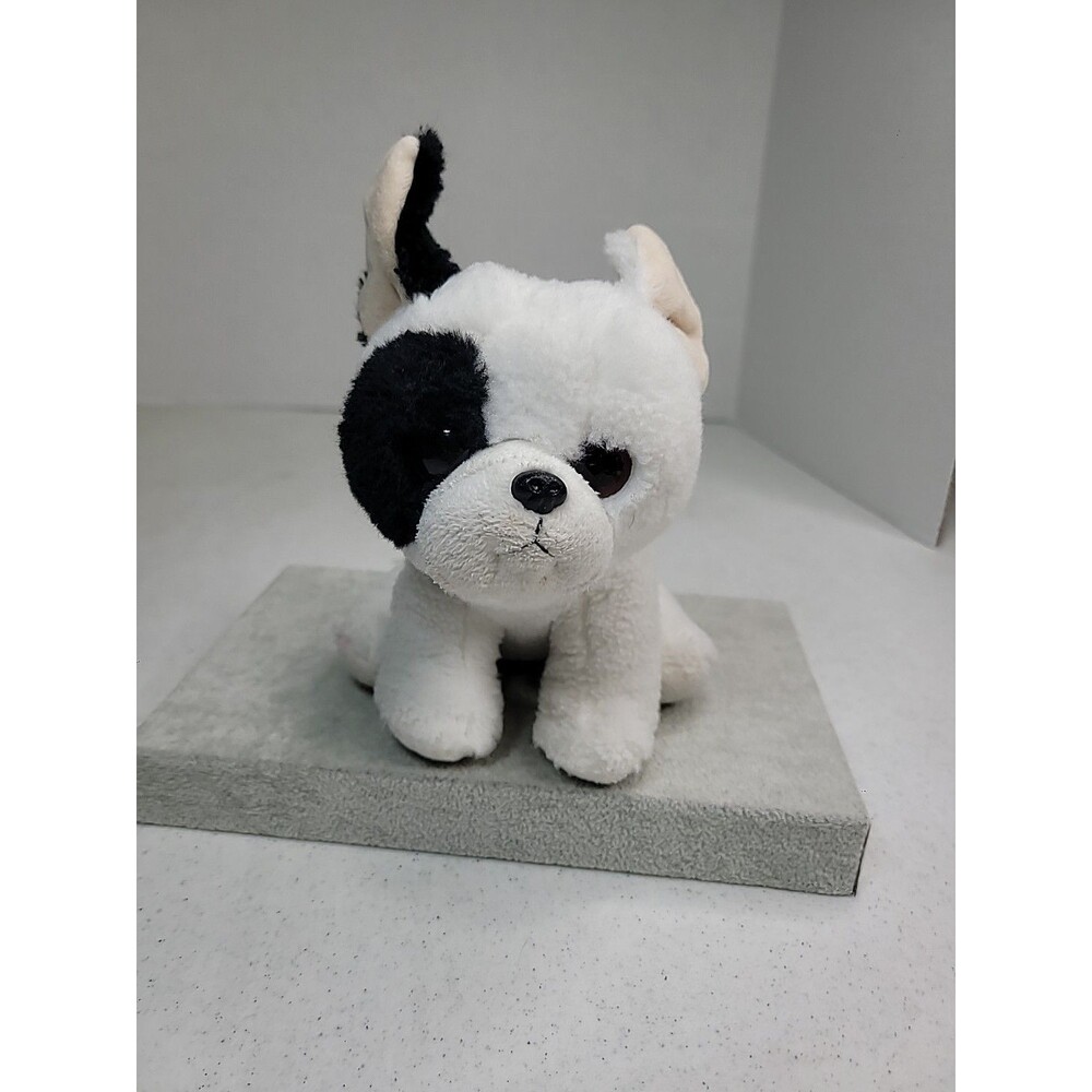 TY Beanie Babies Velvet 6" French Bull Dog named Marcel. White w/ Black Spots
